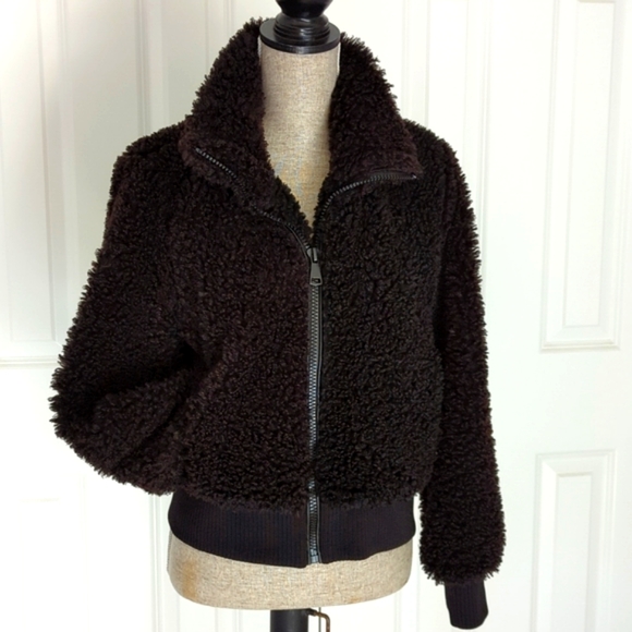 Zara Jackets & Blazers - ZARA Black Teddy Faux Fur Bomber Style Coat, Size S, EUC